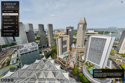 Hotel virtual tour of Conrad Centennial Singapore Golden Peony Chinese restaurant with white-clothed tables