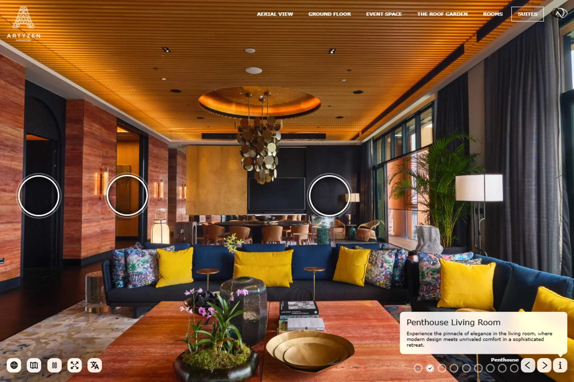 Artyzen Singapore Penthouse virtual tour with the television wall open