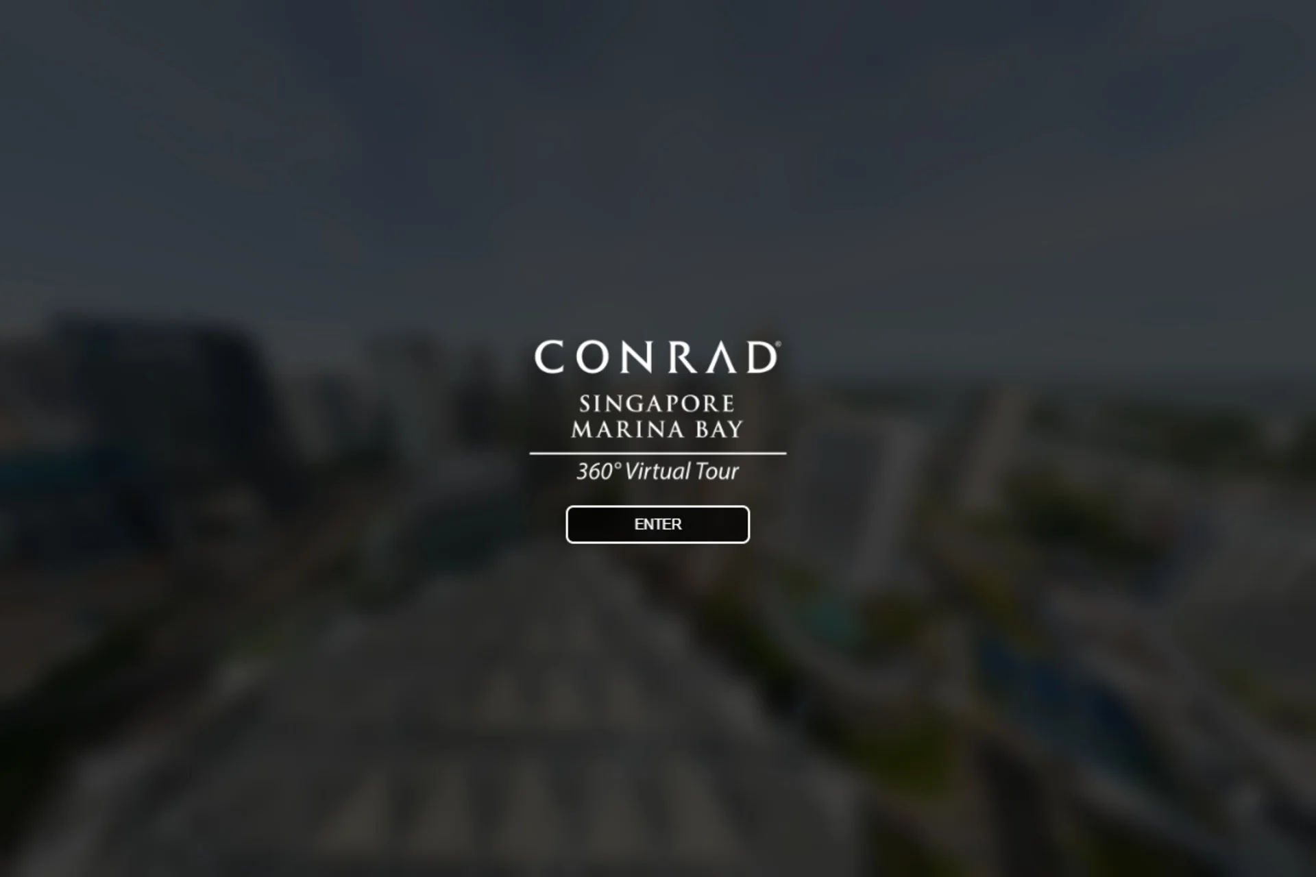 Conrad Singapore Marina Bay 360 virtual tour opening screen with Enter button